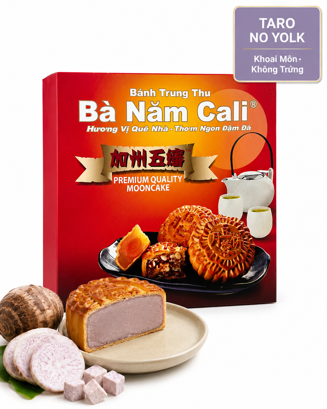 Ba Nam Cali Taro Mooncake made with fragrant taro paste for a classic Mid-Autumn delicacy
