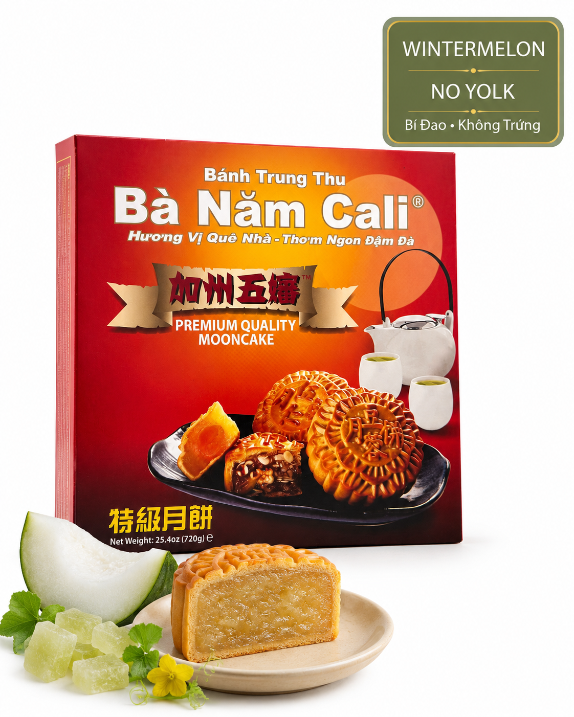Ba Nam Cali Winter Melon Coconut Mooncake made with winter melon and coconut for a classic festive treat