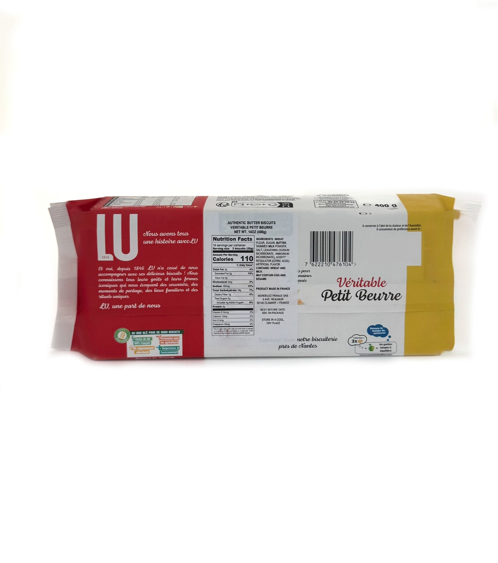 Lu Veritable Petit Beurre close up French butter biscuit golden crisp snack cookie label made in france