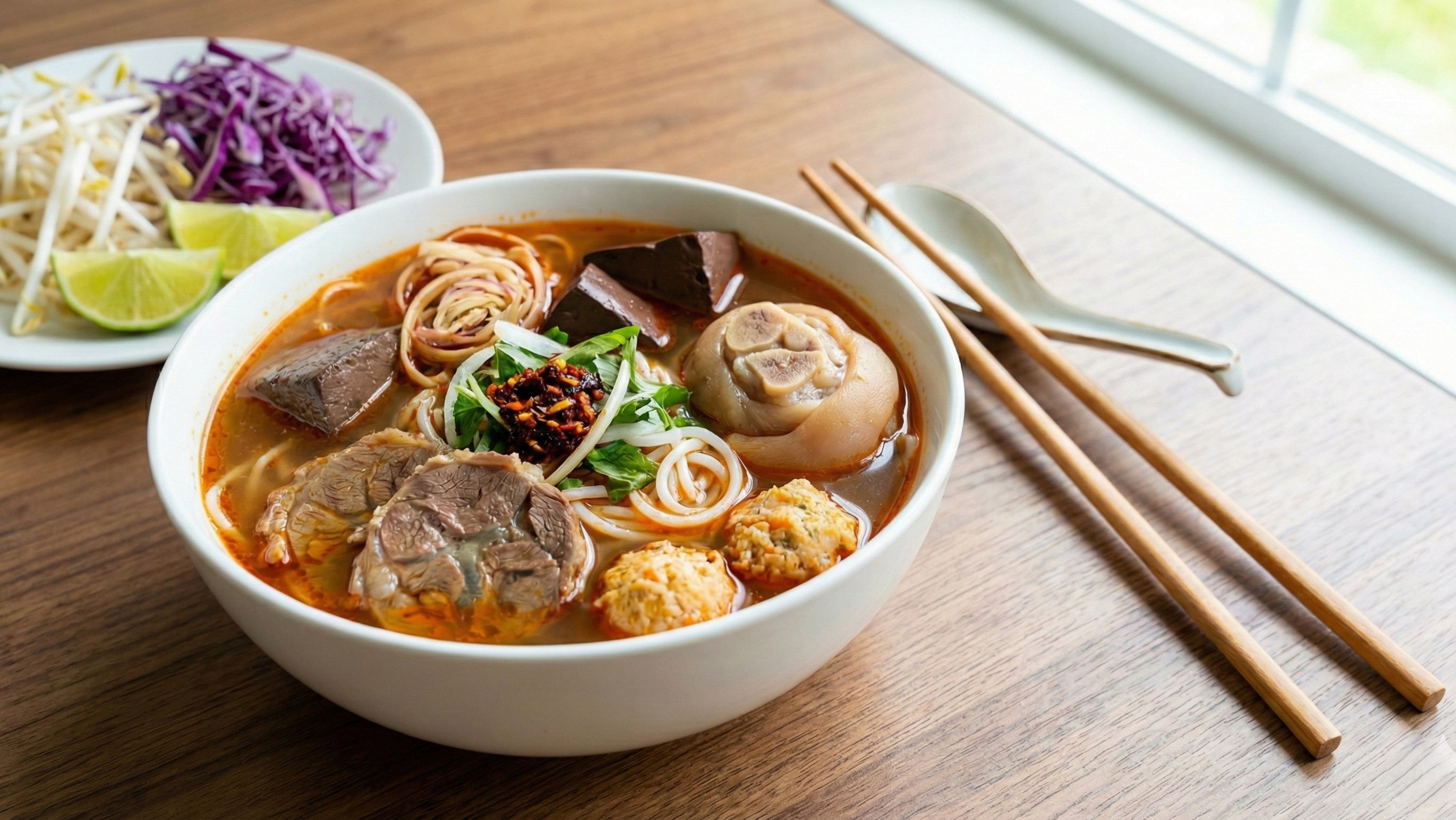 bun bo hue traditional Vietnamese beef noodles 